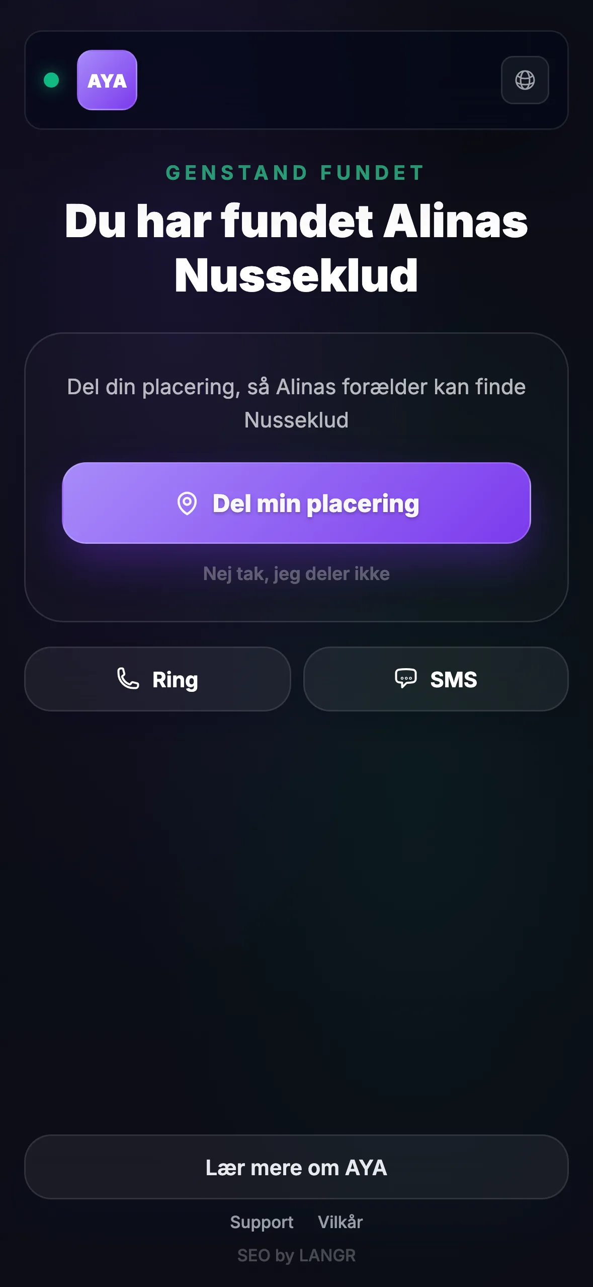 AYA scan — Du har fundet Alinas Nusseklud