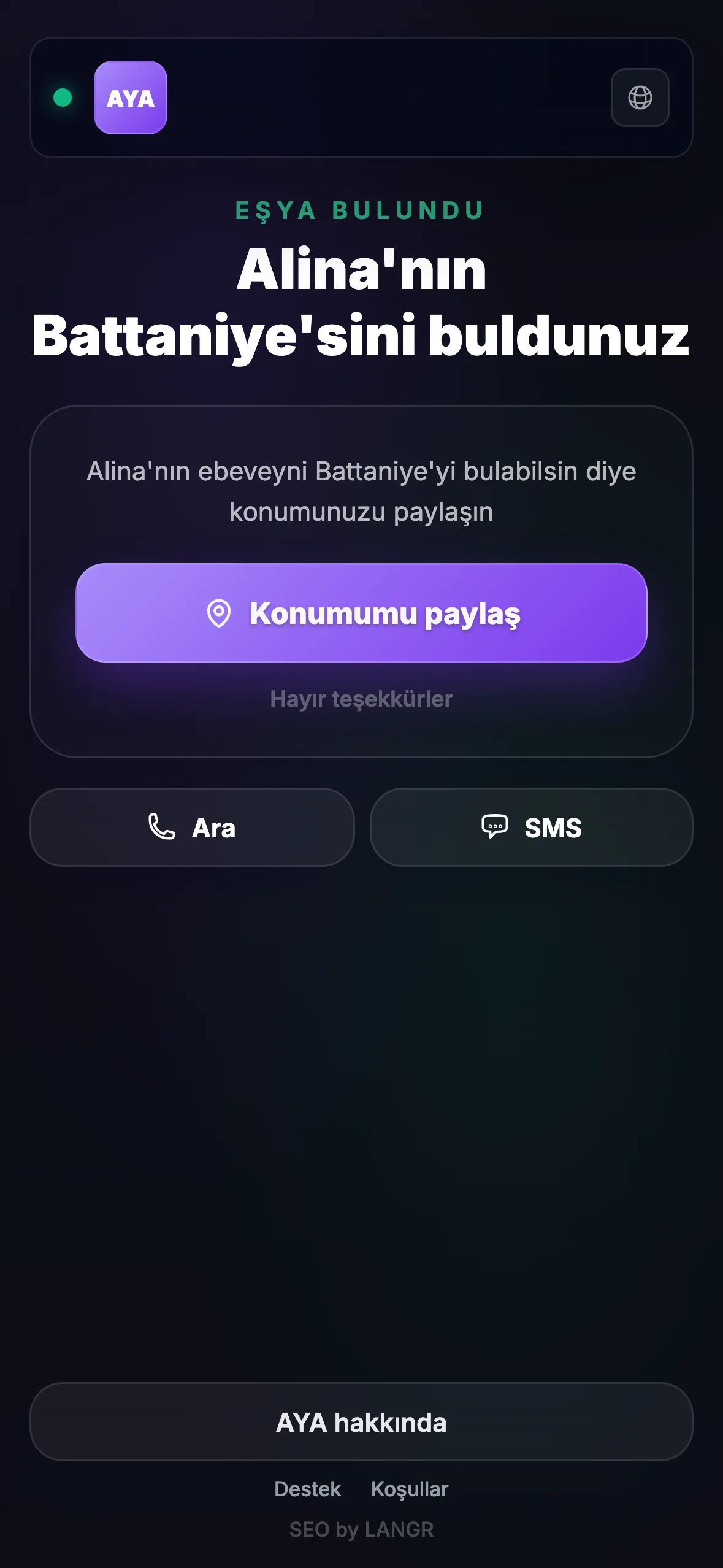 AYA scan — Türkçe