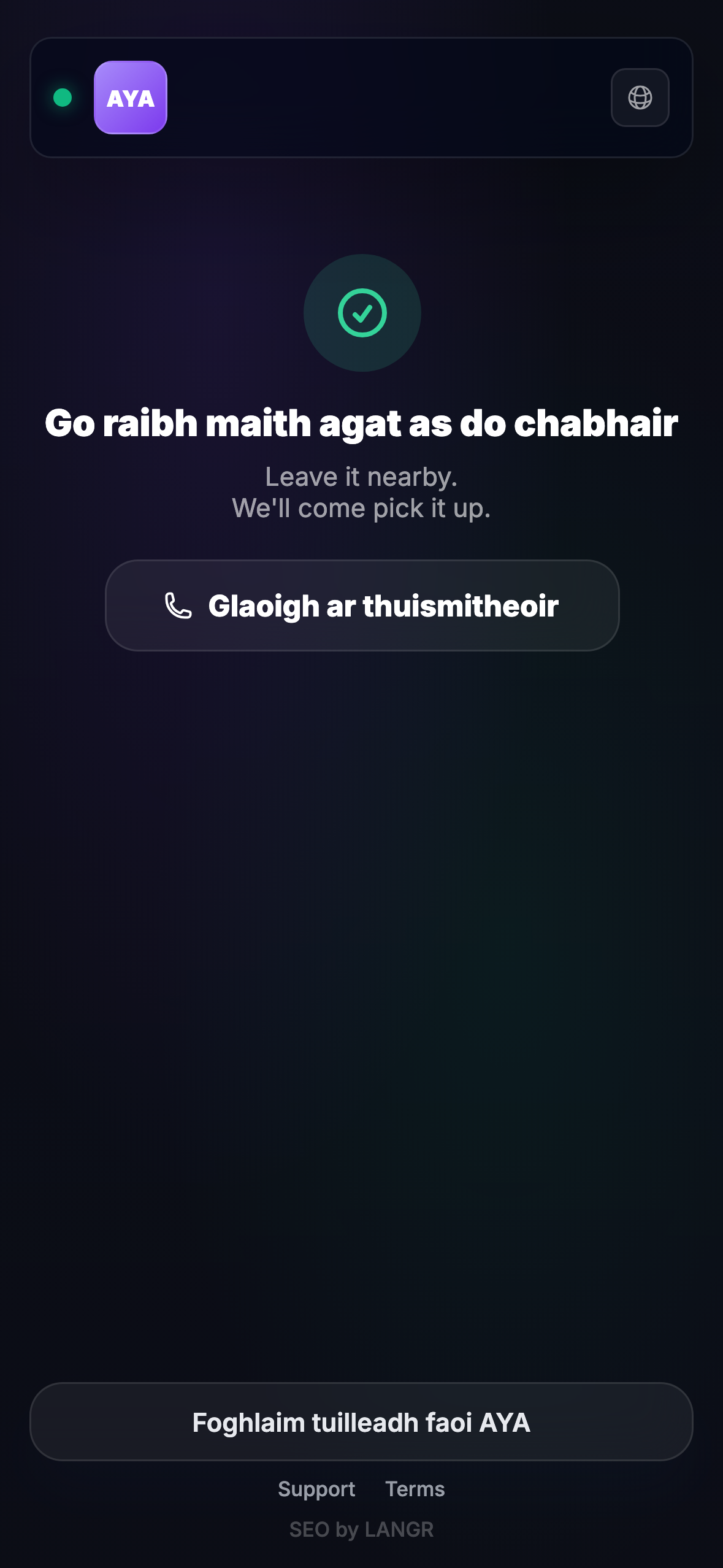 Cad a fheiceann an té a aimsíonn