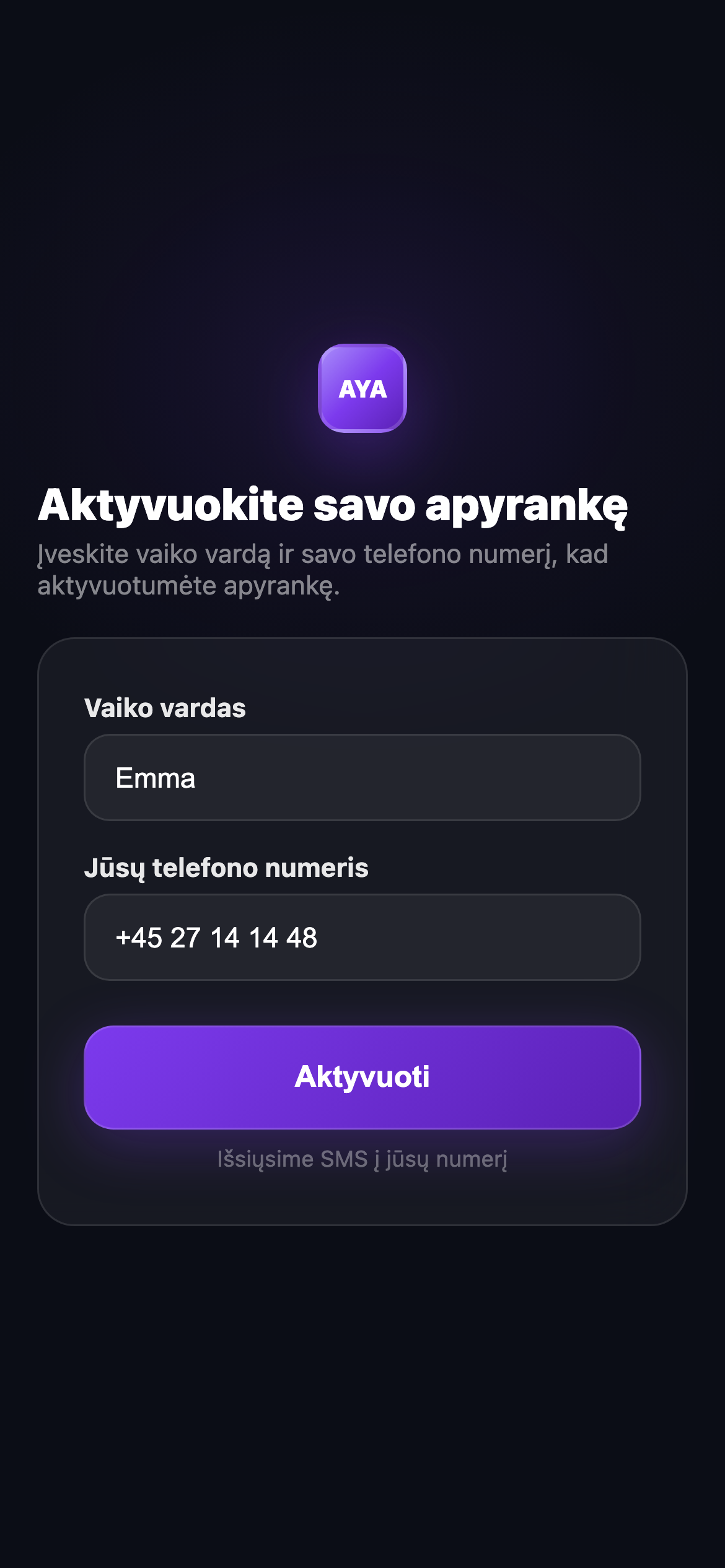 Aktyvuokite apyrankę