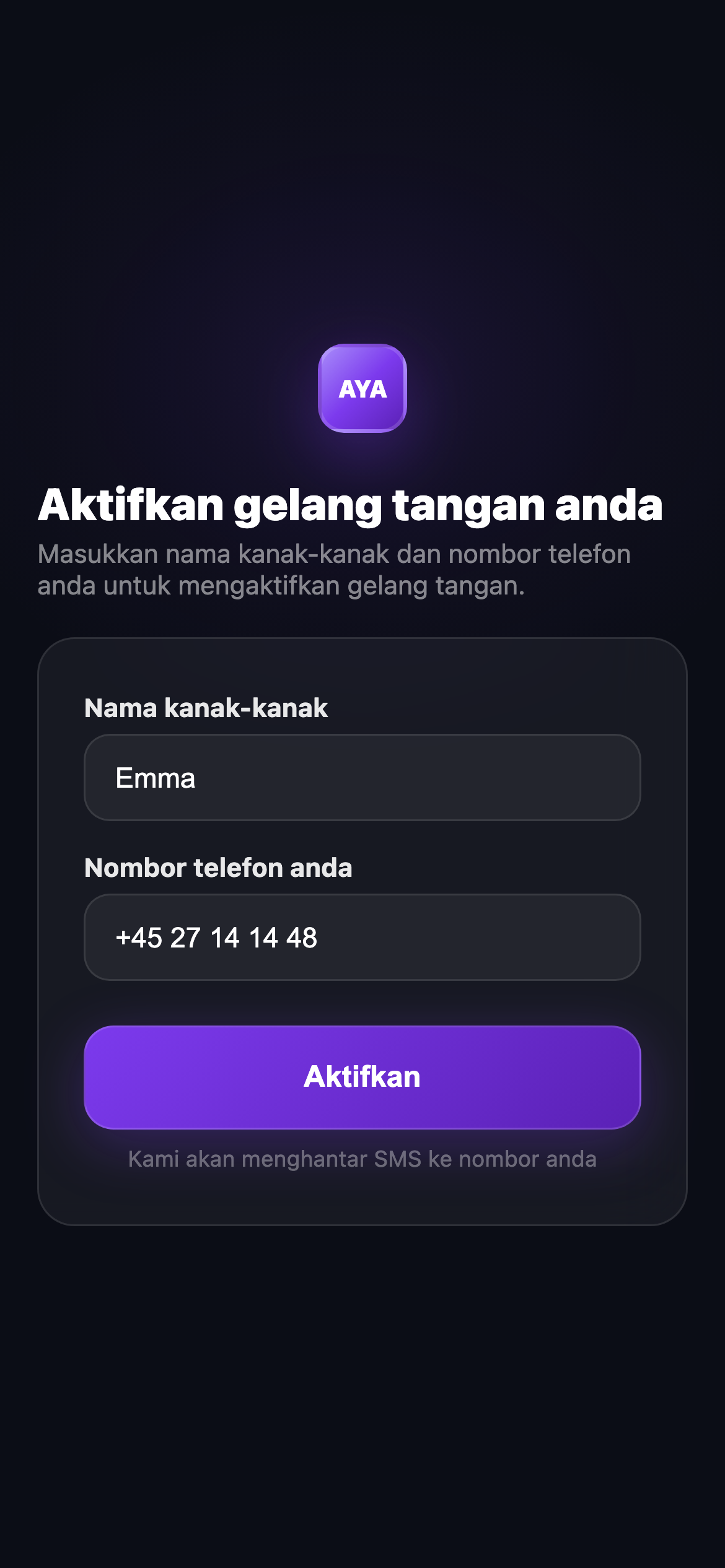 Aktifkan gelang tangan