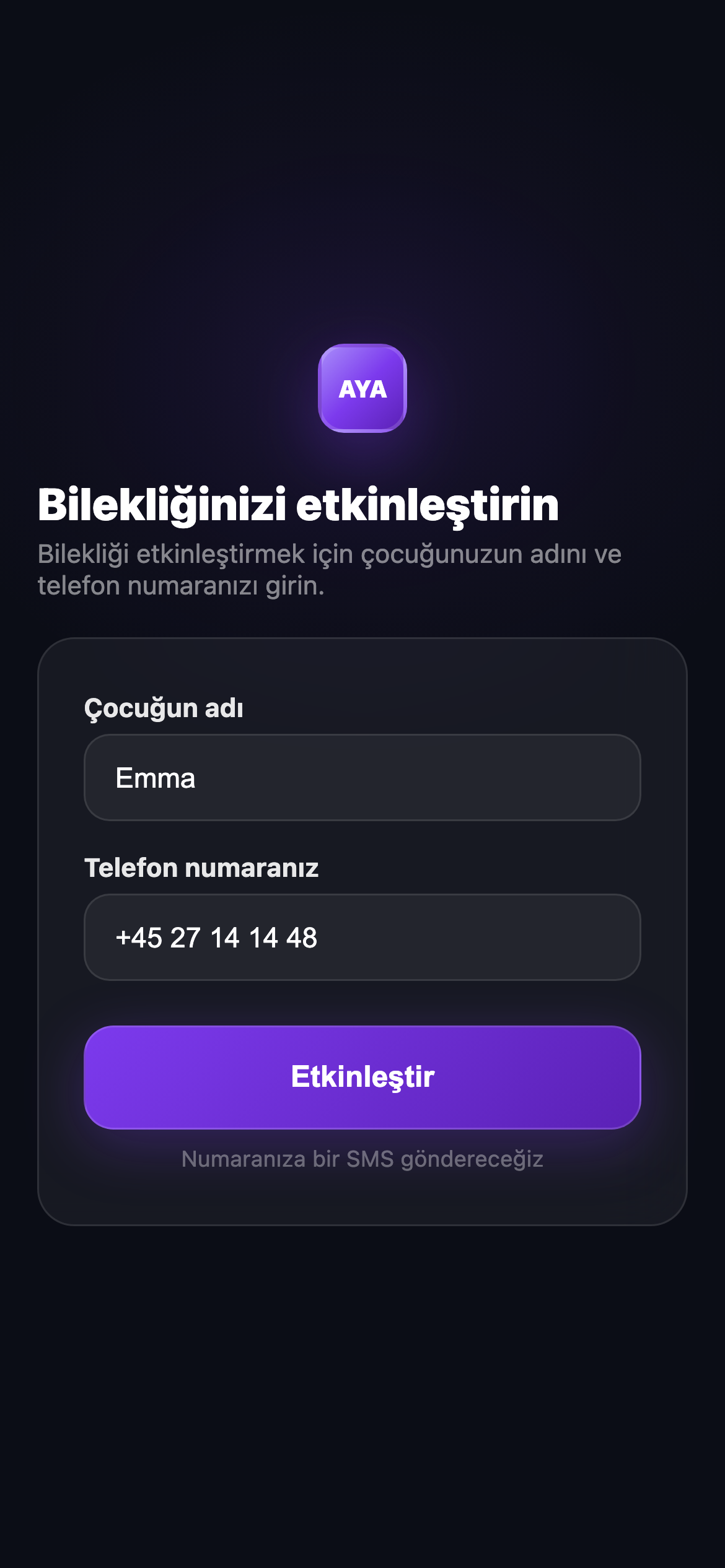 AYA wristband scan — Türkçe